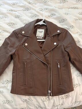 Abercrombie & Fitch Brown Faux Leather Moto Jacket